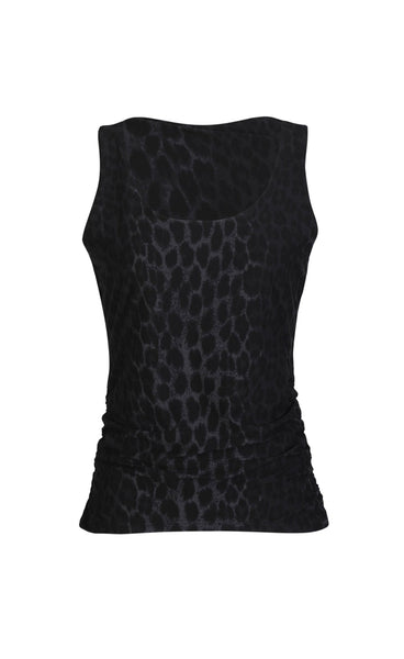 Alma turn top - dark grey leo