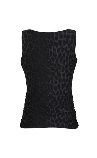 Alma turn top - dark grey leo