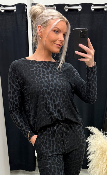 Alma top - dark grey leo