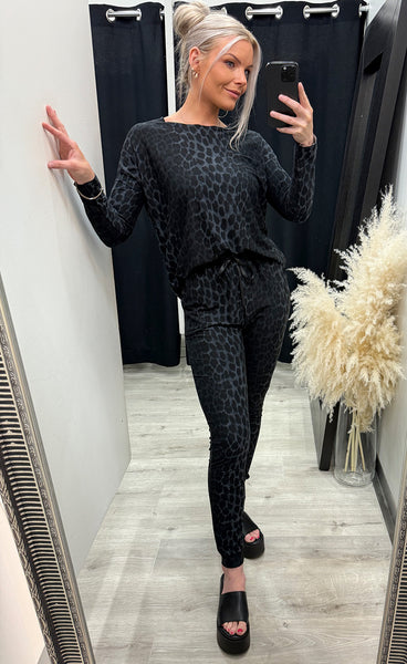 Alma top - dark grey leo