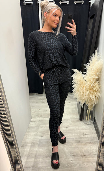 Alma top - dark grey leo