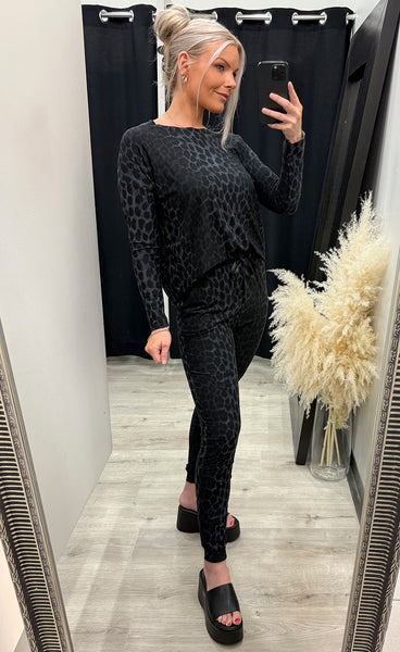 Alma top - dark grey leo