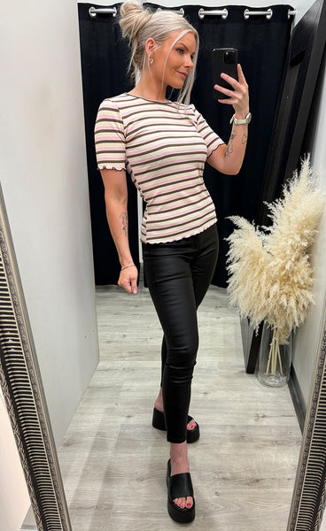 Natalia blouse - brown rose creme stripe