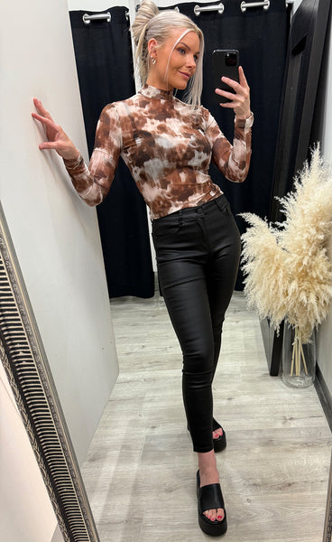 Athena mesh top - coffee