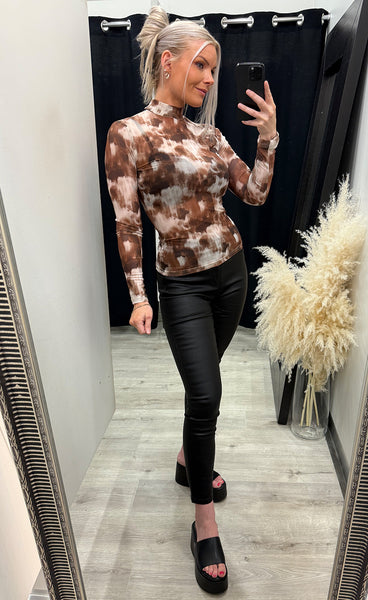 Athena mesh top - coffee