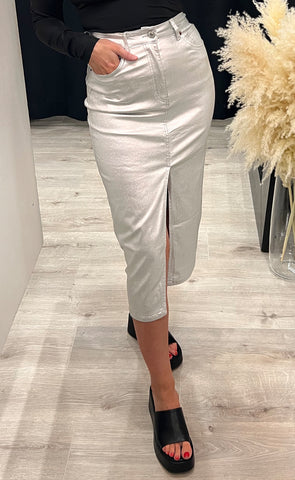 Farrah midi skirt - silver