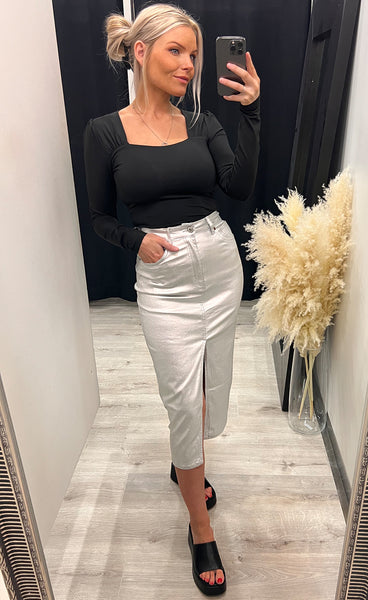 Farrah midi skirt - silver