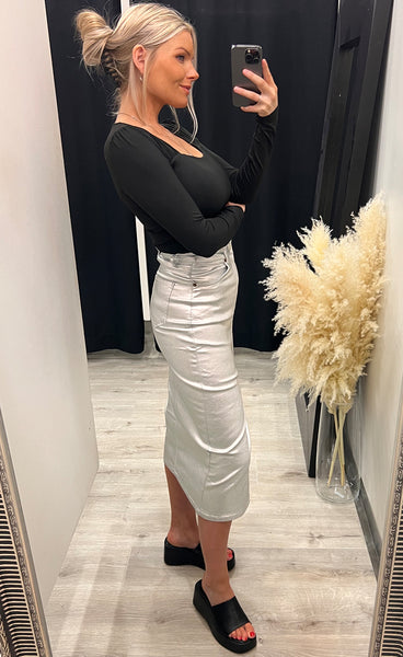 Farrah midi skirt - silver