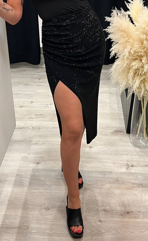 Yasmin rhinestone skirt - black