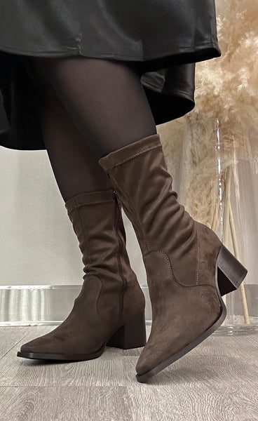 JoDis Lucia ökklaskór - dark brown stretch suede