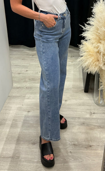 Teygju gallabuxur 957-2 - denim