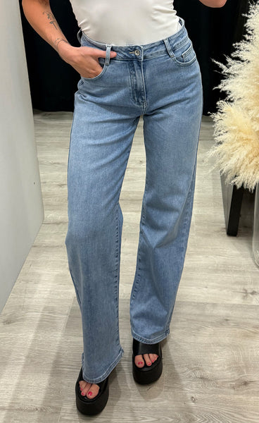 Teygju gallabuxur 205-3 - denim