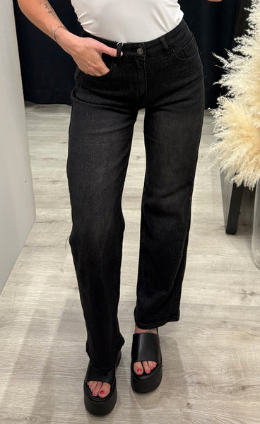 Teygju gallabuxur 2205-2 - black glitter