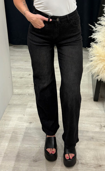 Teygju gallabuxur 2205-2 - black glitter