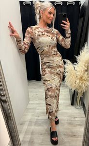 Tamara dress - coffee/gold