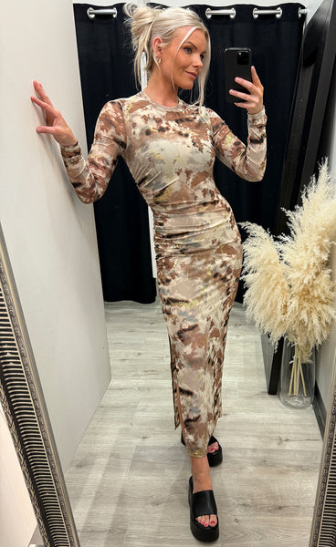 Tamara dress - coffee/gold