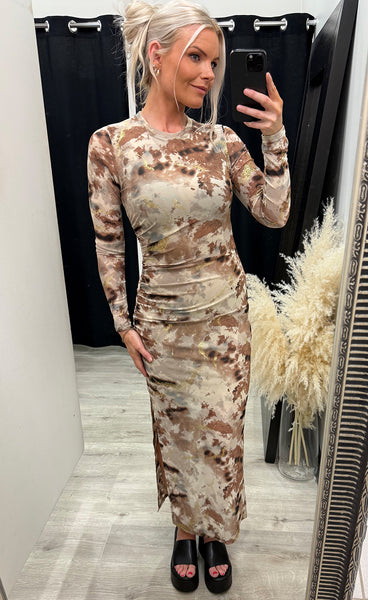 Tamara dress - coffee/gold