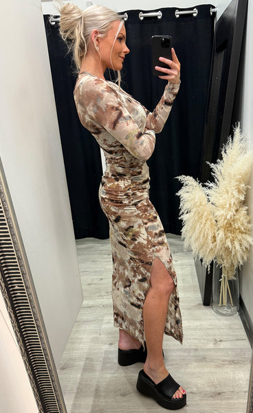 Tamara dress - coffee/gold