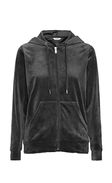 Mitza velour hettupeysa - black