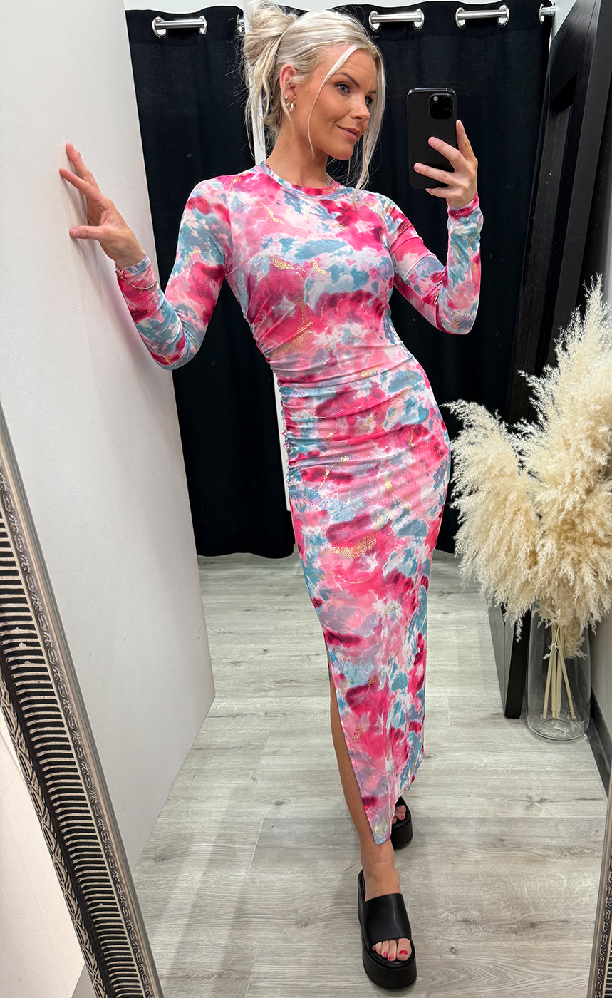 Tamara dress - fushia pink/gold