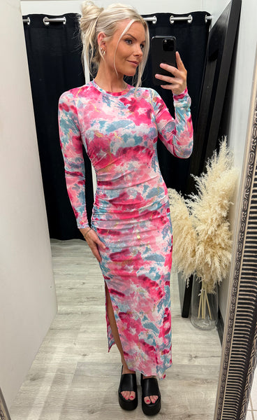 Tamara dress - fushia pink/gold