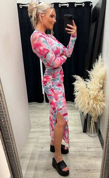 Tamara dress - fushia pink/gold