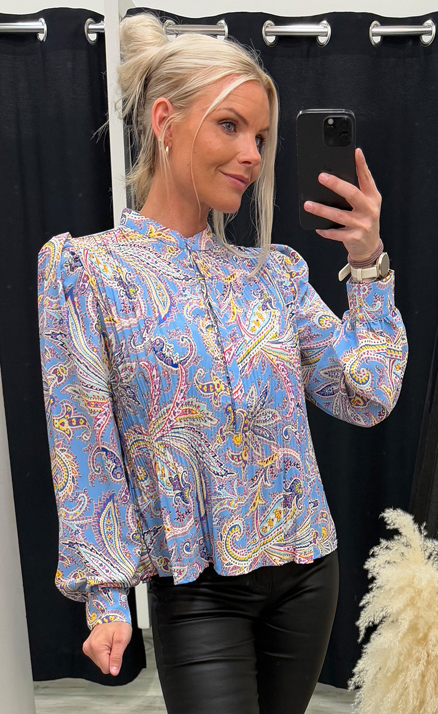 Mitzi plisse blouse - marina blue