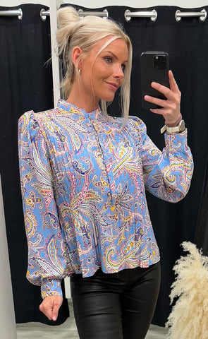 Mitzi plisse blouse - marina blue