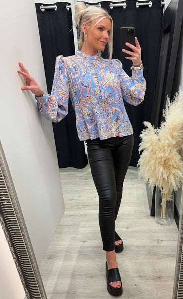 Mitzi plisse blouse - marina blue