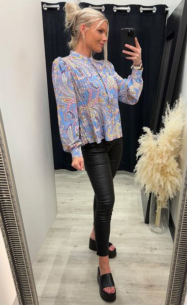 Mitzi plisse blouse - marina blue
