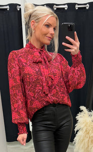 Mikela bow blouse - magenta pink