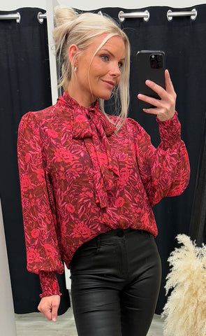 Mikela bow blouse - magenta pink