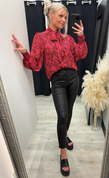 Mikela bow blouse - magenta pink