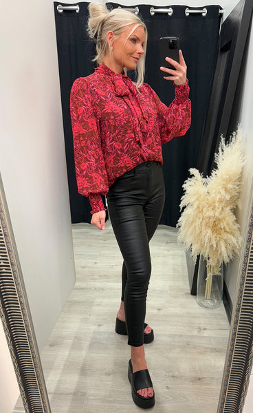 Mikela bow blouse - magenta pink