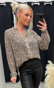 Saga shirt - brown flower