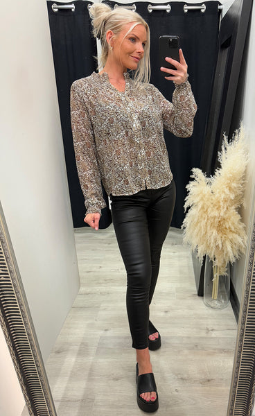 Saga shirt - brown flower