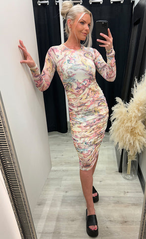 Mesh dress - multi marble