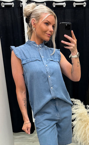 Beverly top - light blue denim