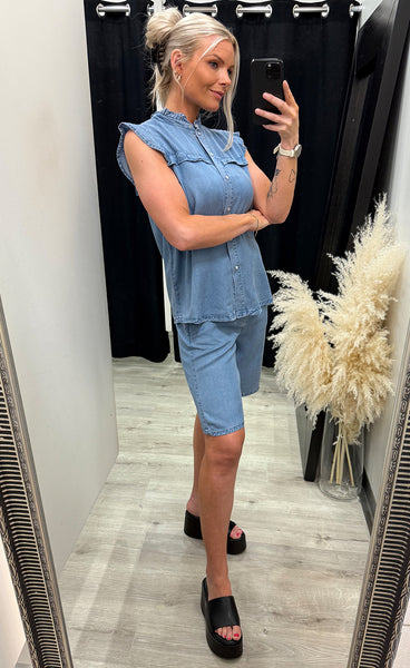 Beverly top - light blue denim