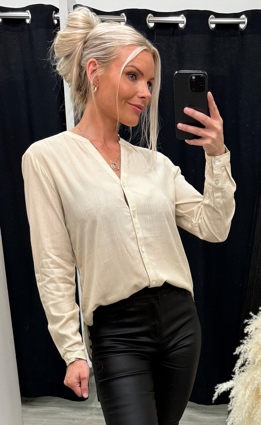 Fabianne stripe shirt - cement mix
