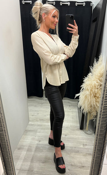 Fabianne stripe shirt - cement mix