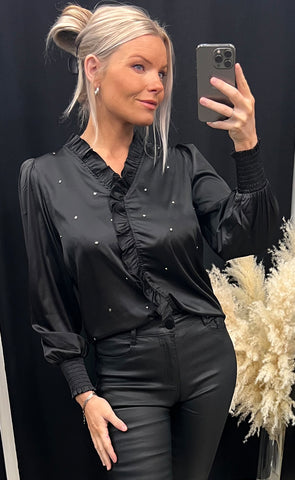 Darling studs blouse - black