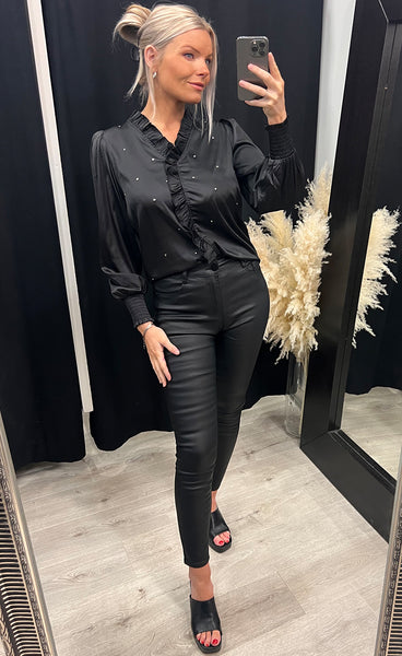 Darling studs blouse - black