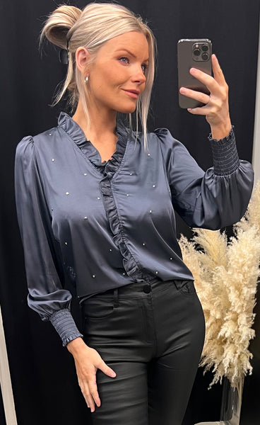 Darling studs blouse - grey