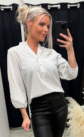 Stini blouse 1 - white blue stripe