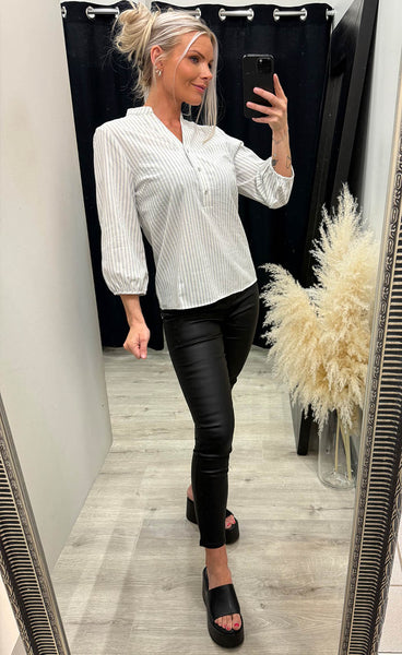 Stini blouse 1 - white blue stripe