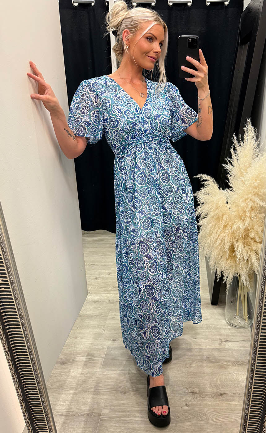 Lilian dress - blue floral mix