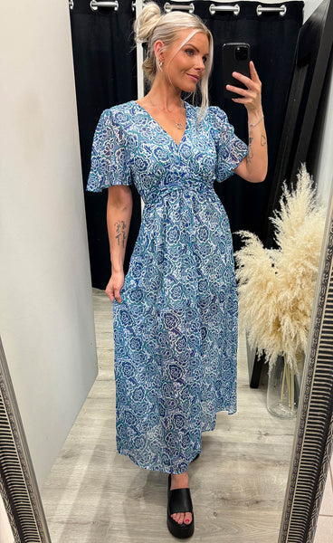 Lilian dress - blue floral mix