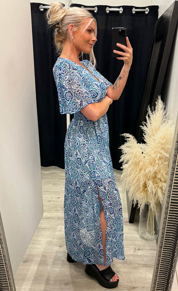 Lilian dress - blue floral mix