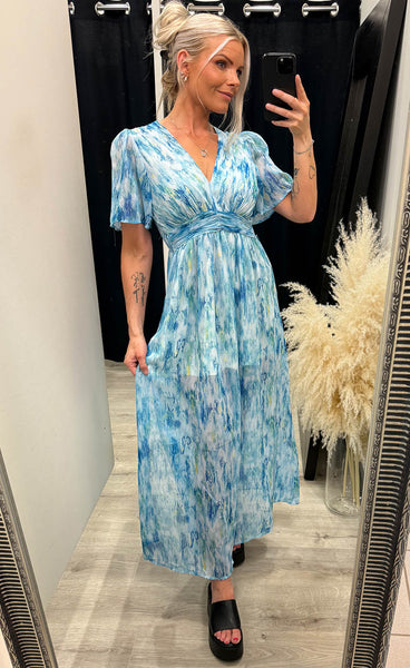 Lilian dress - blue marble mix